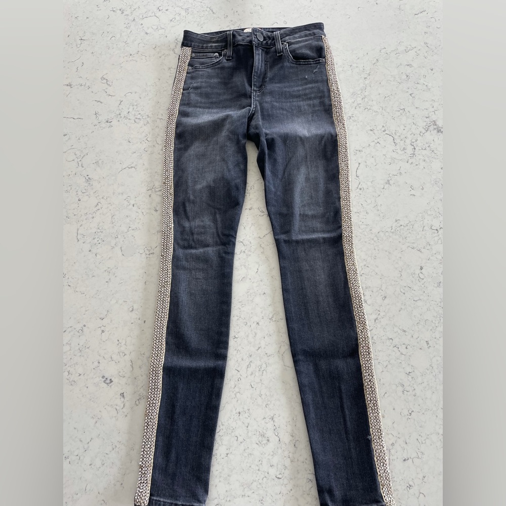 Alice and Olivia Straight Leg Rhinestone Jeans